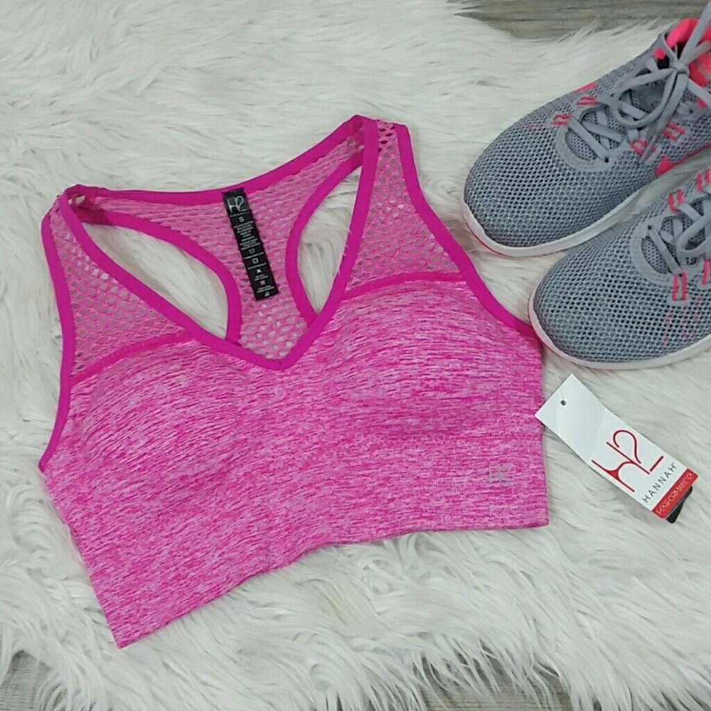 Pink performance sports bra